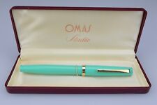 Omas Studio-C Resina-Verde Cartucce Nib "F" Oro 14Kt-585 Made in Italy 1970s