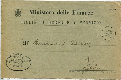 Regno min finanze - min., biglietto