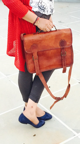 Borsa pelle vintage tracolla - vintage,