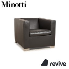 Minotti Suitcase line poltrona in pelle grigia