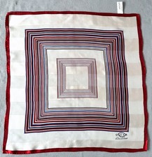 SCIARPA SETA OSCAR De La RENTA blu e rosso GEOMETRICA vintage pannello trasparente 21x21” nuova con etichette