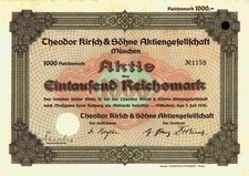 Theodor Kirsch & Söhne AG 1935 Monaco Gehren Baviera 1000 RM segheria commercio di legno