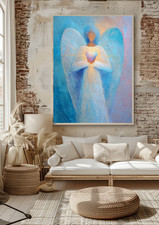 Quadri quadro da parete soggiorno-angelo custode poster blu - immagine angelo