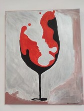 QUADRO DIPINTO A MANO MODERNO ASTRATTO ACRILICO SU TELA 50x40 ARTE CONCETTUALE 