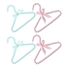  4 pezzi di piccole grucce di perle, grucce per animali domestici con fiocco per