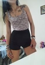 tutina intera donna playsuit nera e pizzo beige tg s