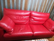 Divano in pelle CTS cm240, imbottitura cuscini in piumino colore rosso FRAU 