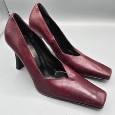 Vintage Y2K Deadstock Pari & Pari Bordeaux Nappa Punta Quadrata décolleté (EU37/US6.5)