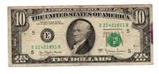 STATI UNITI AMERICANI USA banconota $10 dollari SERIE 1977A E RICHMOND BUONO ...