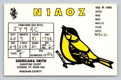Radioamatore qsl n1aoz vermont - radioamatore,
