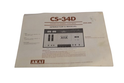 Akai 34d manuale - akai, istruzioni
