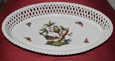 HEREND HUNGARY RAFFINATA CIOTOLA CENTROTAVOLA CESTINO TRAFORATO PORCELLANA 26X16