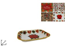 1 Pezzo Vassoio Rettangolare Natale Natalizio 31 x 22 cm 4 Decori