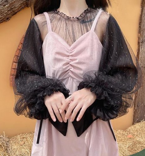 Top chiffon lolita ragazza - top, in