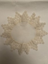 Tovagliato piccolo centro-tavola lino e pizzo chiacchierino Diametro cm.15 