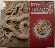 2012 AUSTRALIA ANNO LUNARE DEL DRAGO 1 oncia MONETA ARGENTO SCATOLA DORATA/COA