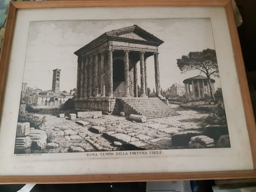 Incisione roma tempio - (roma,