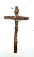 Crocifisso cristo antico bronzo croce legno fine 700