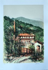 GIANCARLO CAZZANIGA litografia  firmata  1983 La Macchina Nuova Tritone editore