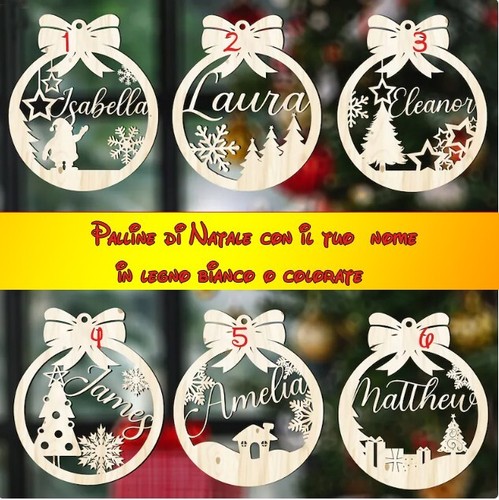 Pallina natale in legno - di,