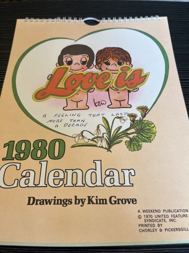 Vintage love calendar 1980 - love, is