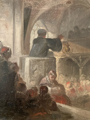 Peinture messe eglise - messe, huile