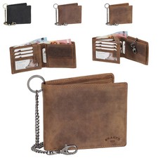 Portafoglio biker in pelle con