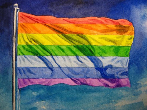 Watercolor painting rainbow - painting,