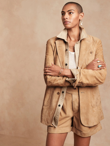 Giacca blazer scamosciata