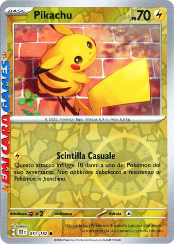 Pikachu 051 162 reverse holo - pikachu, 051/162