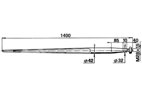 Forca punta conica 42x1400 - forca,