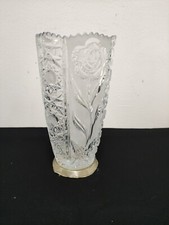 Vaso Cristallo Con Fine Decorazione Levigato a Mano Lusso Boemia 