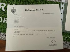 Lettera personale autografata Sir Stirling Moss