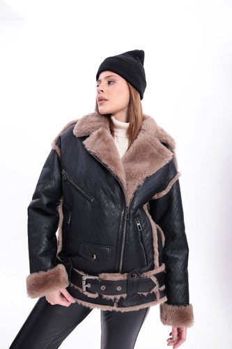 Giacca donna shearling nera