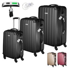 Set di 3 valigie robuste bilancia etichette trolley rigidi bagagli resistenti