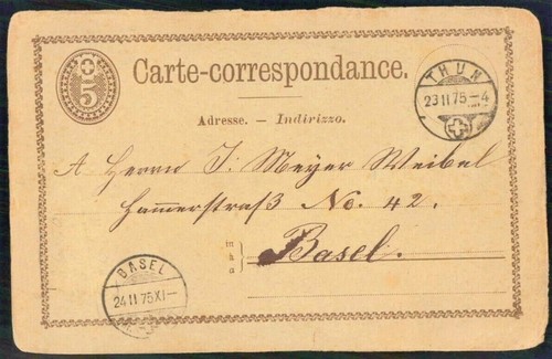 1875 switzerland postal card - 1875,