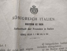 MANIFESTO DEL 1915 CON LE NORME SUL SOGGIORNO DEGLI STRANIERI IN ITALIA