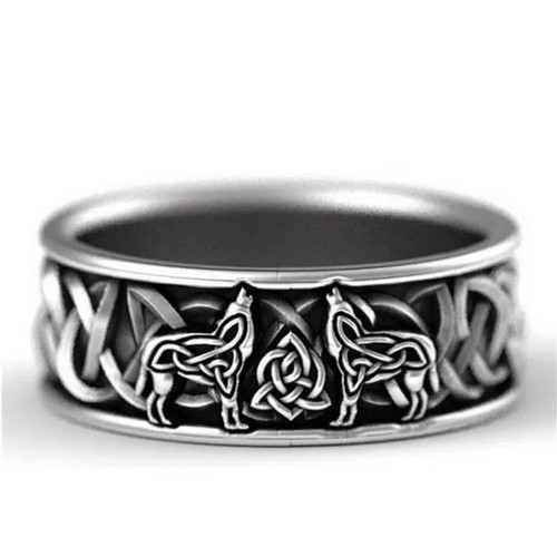 Anello lupi nodo celtico - anello,