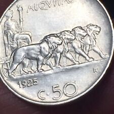 MONETA 50 CENTESIMI LEONI 1925  -REGNO D’ITALIA -VITTORIO EMANUELE III