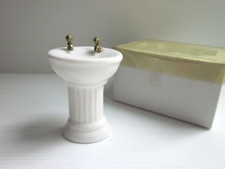 Lavandino Ceramica per Casa Bambole-7cm Bianco con Rubinetti-Accessori Sanitari