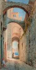 Bordighera Liguria acquerello