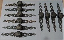 VINTAGE LOTTO 10 MANIGLIE IN OTTONE PER MOBILI DEI PRIMI '900 ORIGINALI