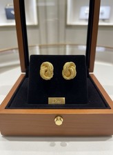 Vintage Christian Dior Gold Tone Knot Clip-On Earrings Chr. Dior Classic Rope