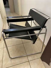 sedia wasilly Marcel Breuer originale in pelle e metallo originale anni ‘70