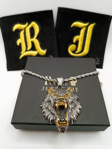 Collana uomo lupo paura - , oro