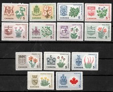 #418-#429A 1964-66 CANADA Emblemi Provinciali, MNH, serie completa