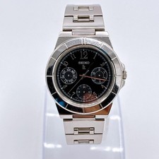 Seiko LUKIA Triplo Calendario Cronografo Quadrante Nero 5Y89 35mm Vintage 1997