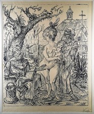 Litografia. Firmato. La