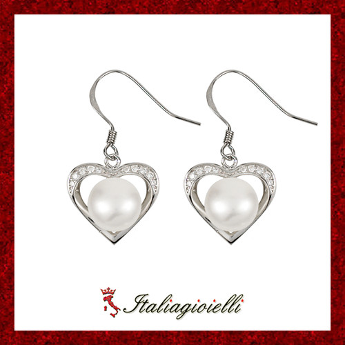 Orecchini cuore con perla - con,