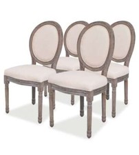 Sedie da Pranzo 4 pz Crema in Tessuto